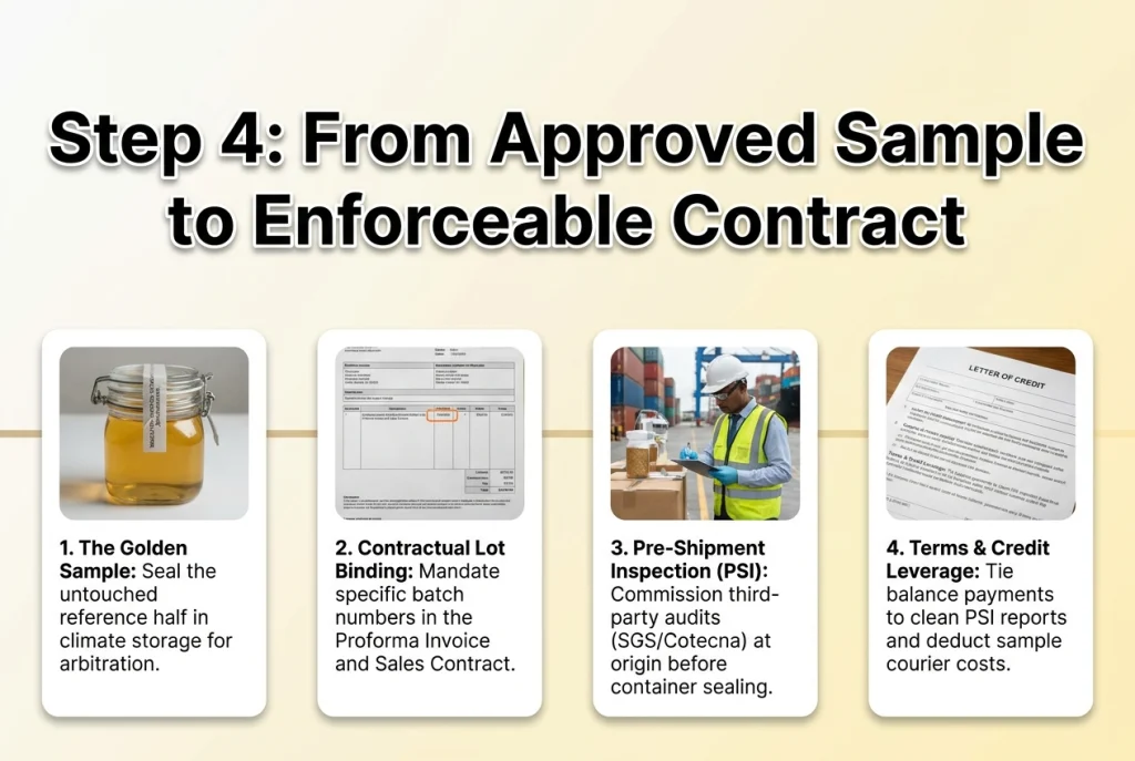 Moving from Approved Sample to Bulk Order steps